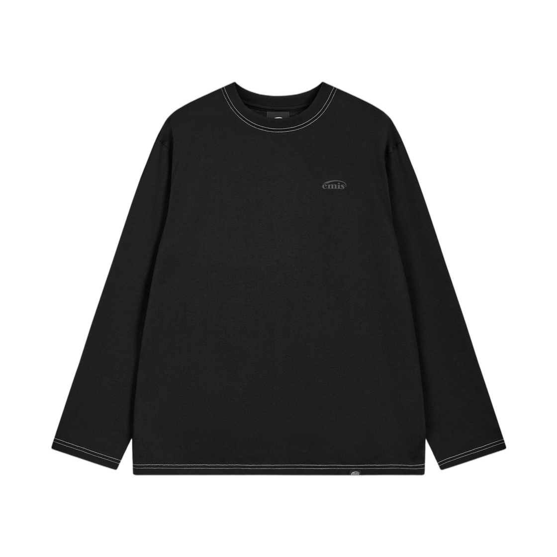 - Emis Mono Logo Print L/S T-Shirt Black