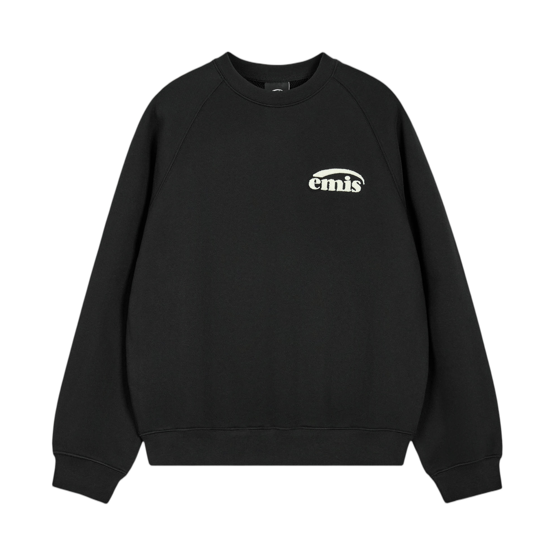 이미스 부클 로고 래글런 스웨트셔츠 블랙(Emis Boucle Logo Raglan Sweatshirt Black)