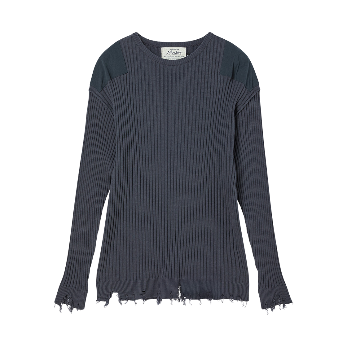 엔 아카이브 디스트레스드 밀리터리 패치 니트 네이비(N ARCHIVE Distressed Military Patch Knit Navy)