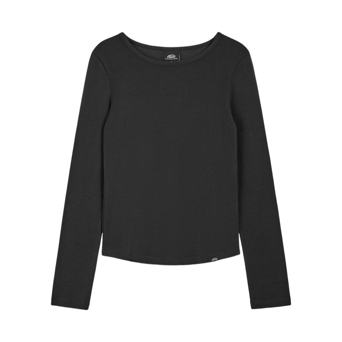 - (W) Emis Ribbed Boat Neck L/S T-Shirt Black