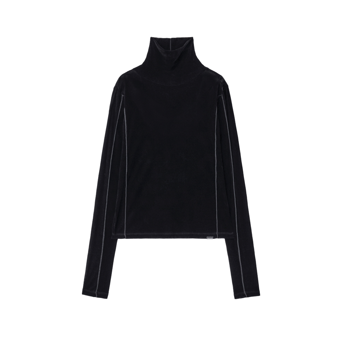 IW2F4TO01BK INSILENCE WOMEN Velvet Mesh Turtleneck T-Shirt BLACK