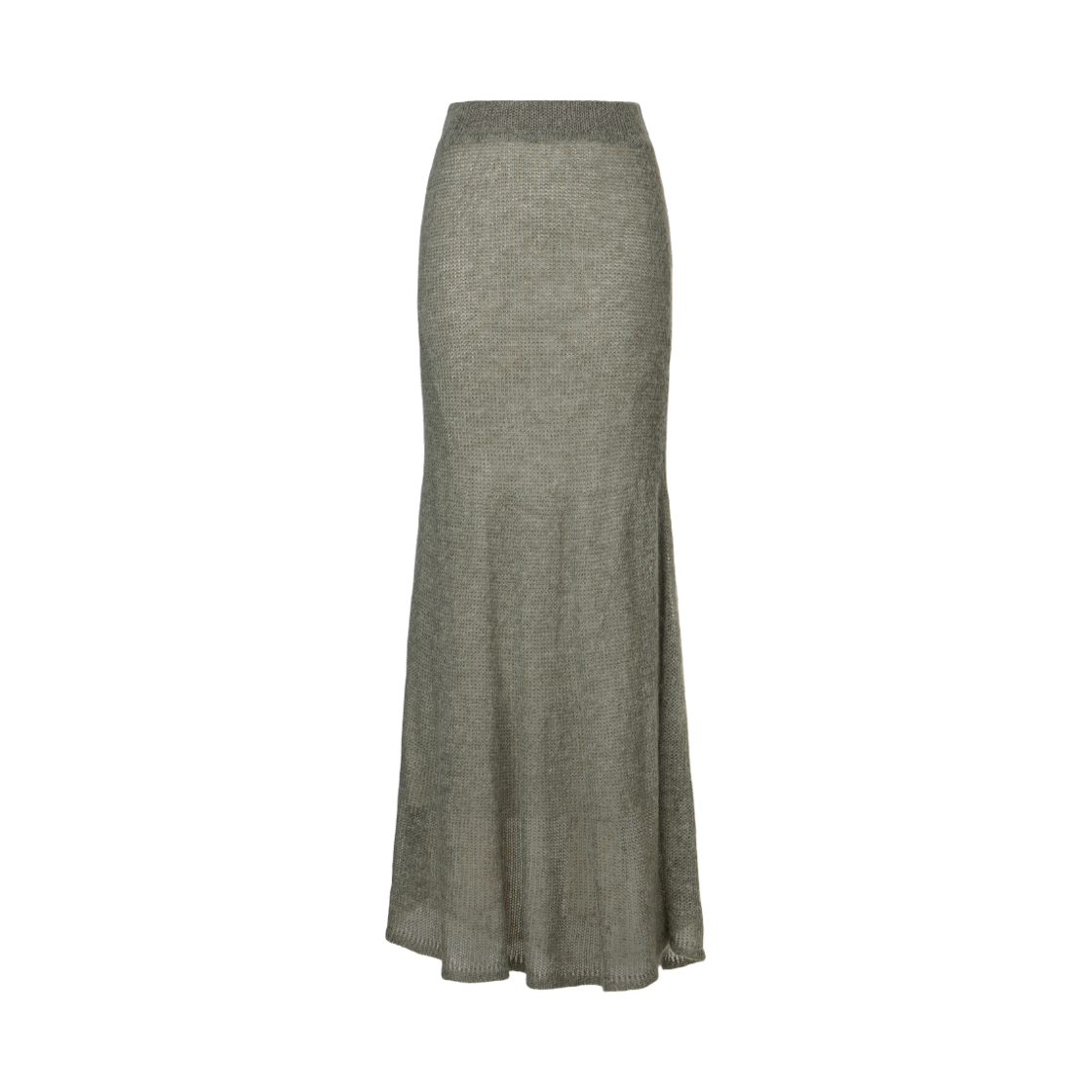 쿠메 모헤어 시스루 니트 스커트 카키(KUME Mohair Sheer Mermaid Maxi Skirt Khaki)