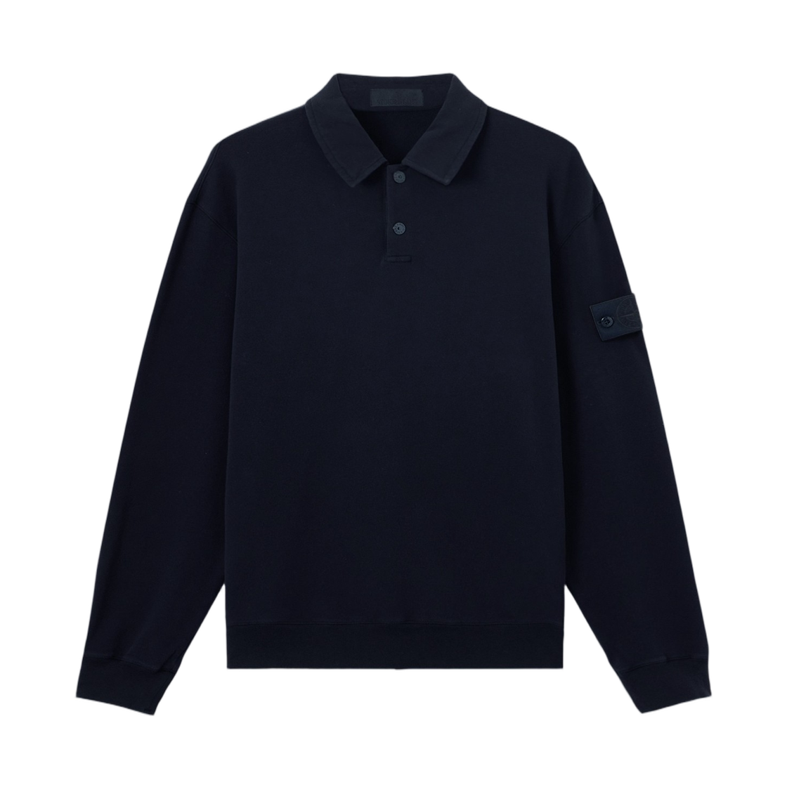 L2S1561000-26S0F53-V0020 Stone Island 6100026 Stretch Cotton Fleece_S.I. Ghost Comfort-Fit Polo Collar Sweatshirt Navy Blue - 26FW