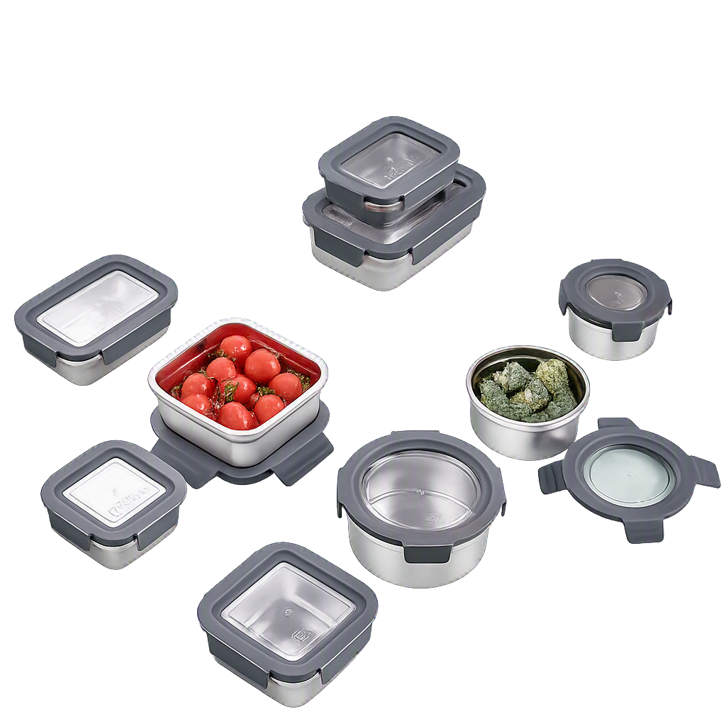 코렐 코디네이츠 스텐 밀폐용기 풀세트 9종(Corelle Coordinates Stainless Steel Airtight Container Full Set (9‑Piece Set))
