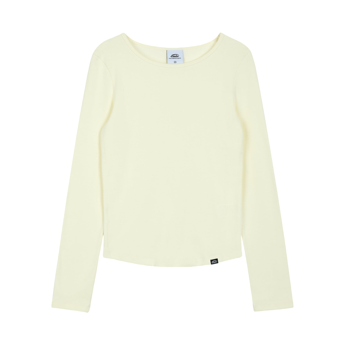 (W) 이미스 립드 보트넥 롱슬리브 티셔츠 아이보리((W) Emis Ribbed Boat Neck L/S T-Shirt Ivory)