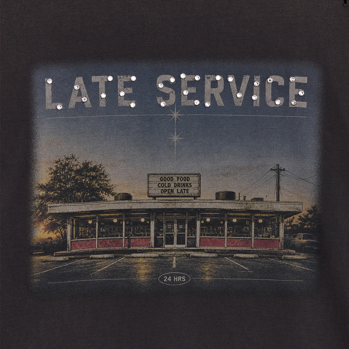 레이트 서비스 레스토랑 티셔츠 챠콜(LATE SERVICE Restaurant T-Shirt Charcole) - 3