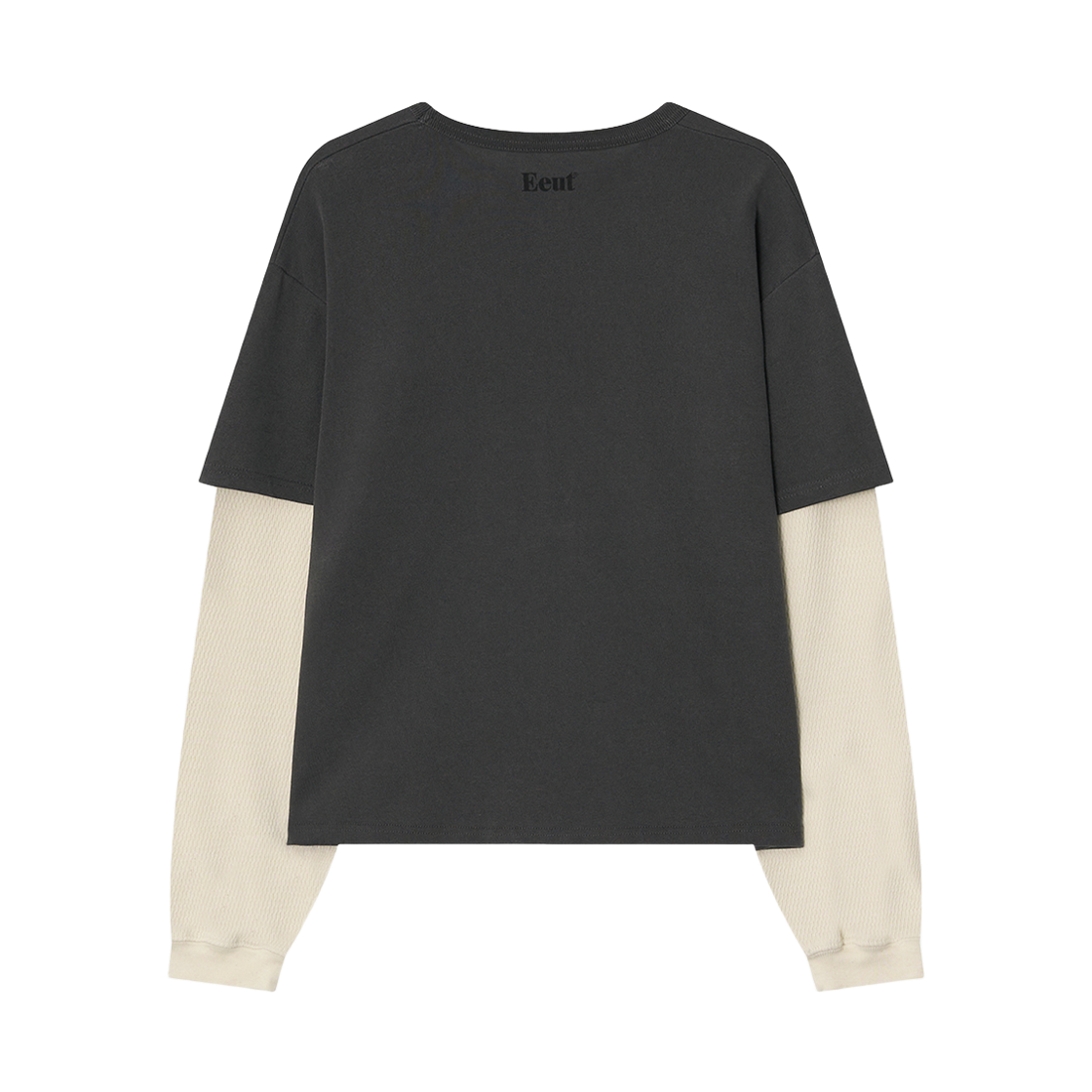 이우트  와플 레이어드 슬리브 티셔츠 차콜(EEUT Waffle Layered Sleeve T-Shirt Charcoal) - 2