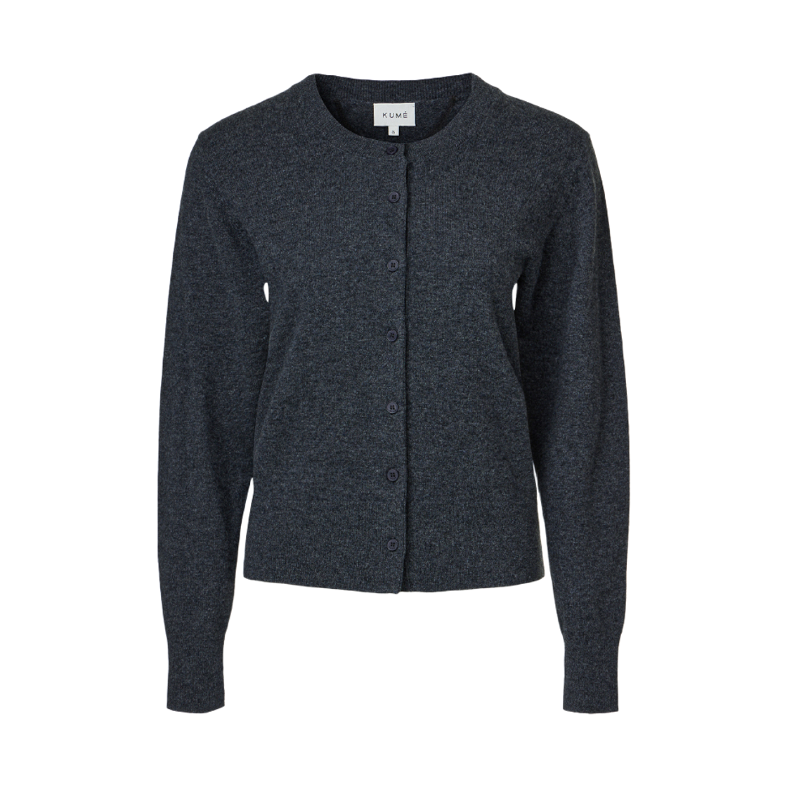 쿠메 백포인트 메리노 울 가디건 챠콜(KUME Merino Wool Plaid Back Cardigan Charcoal)