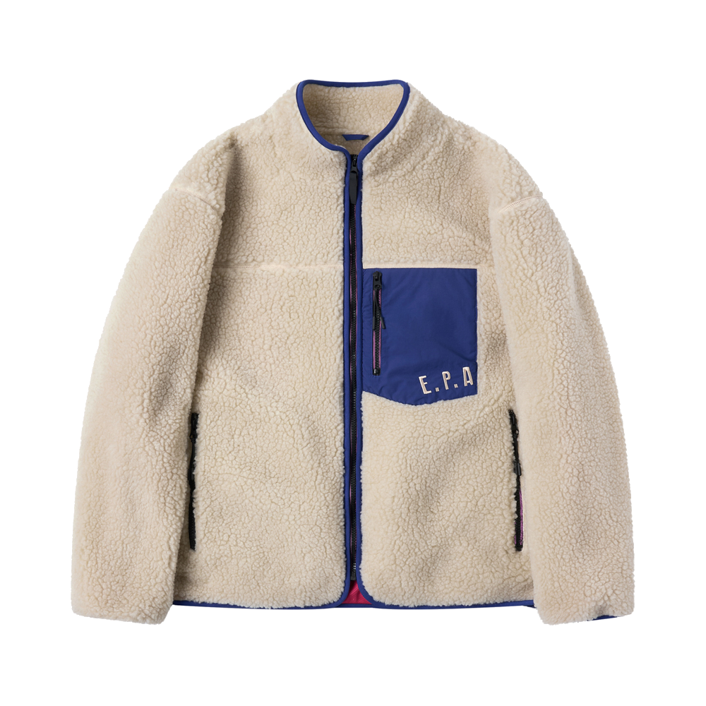 아모우 셰르파 플리스 집업 크림(AMOU Sherpa Fleece Zip-Up Cream)