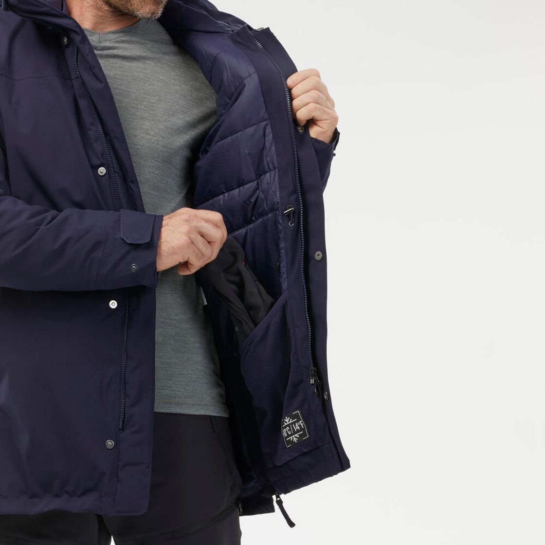 데카트론 남성 등산 방한방수 파카 NH500 아스팔트 블루(Decathlon Men's Waterproof Thermal Hiking Parka NH500 Asphalt Blue) - 10
