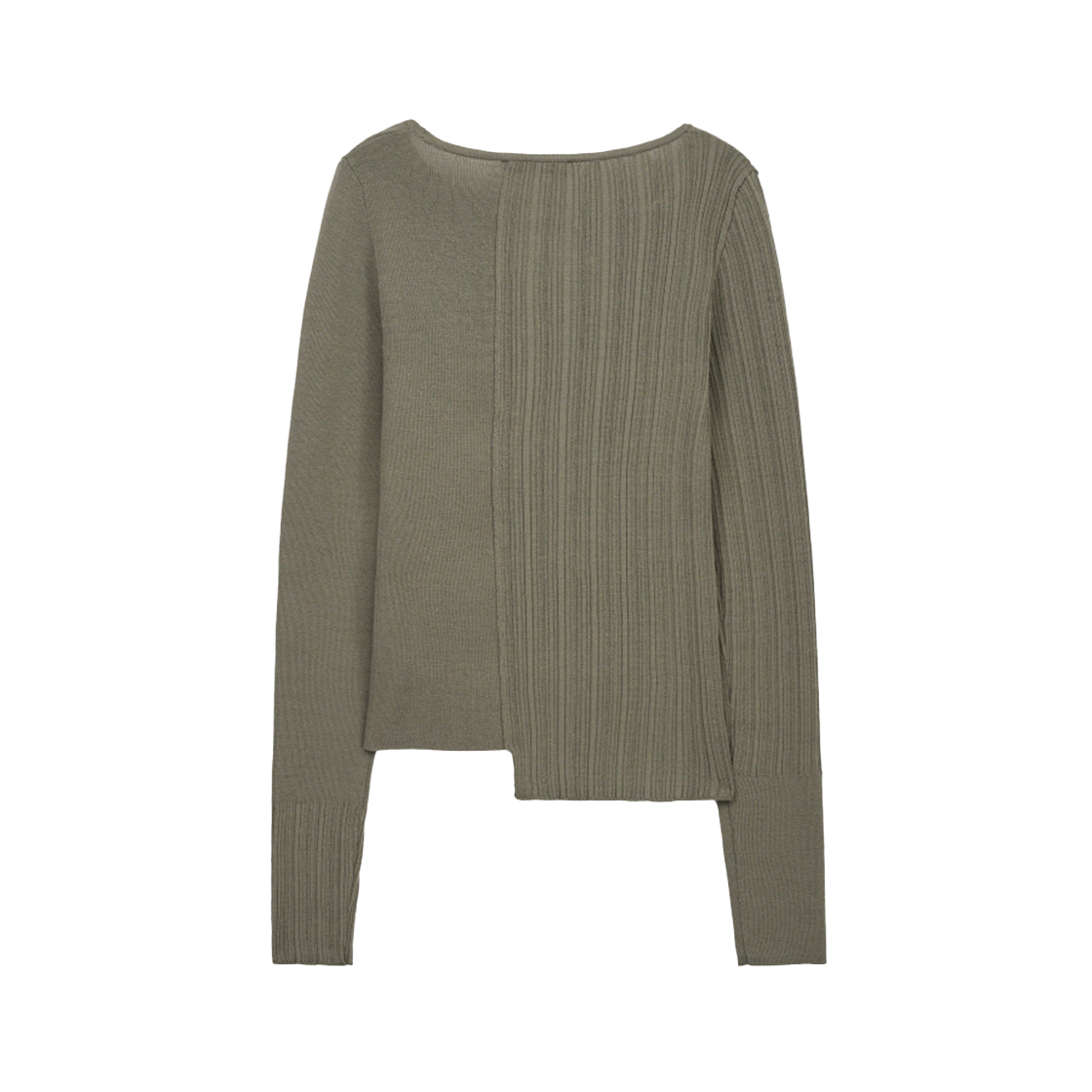 인사일런스우먼 언밸런스 믹스드 니트 라이트 카키(INSILENCE WOMEN Unbalanced Mixed Knit LIGHT KHAKI) - 2