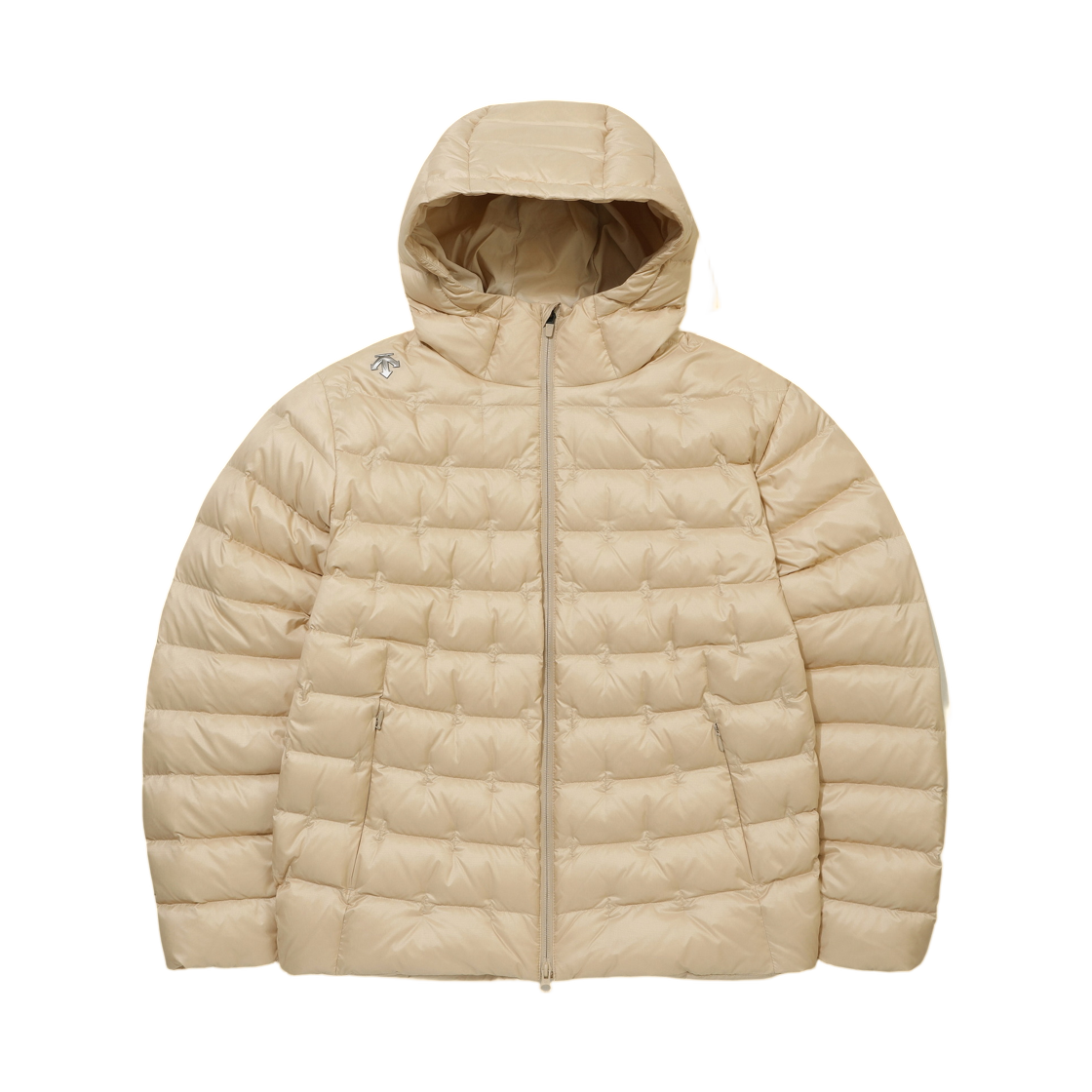 데상트 경량 퀼팅 후드 컴포트핏 다운 자켓 베이지(Descente Lightweight Quilted Hooded Comfort Fit Down Jacket Beige)