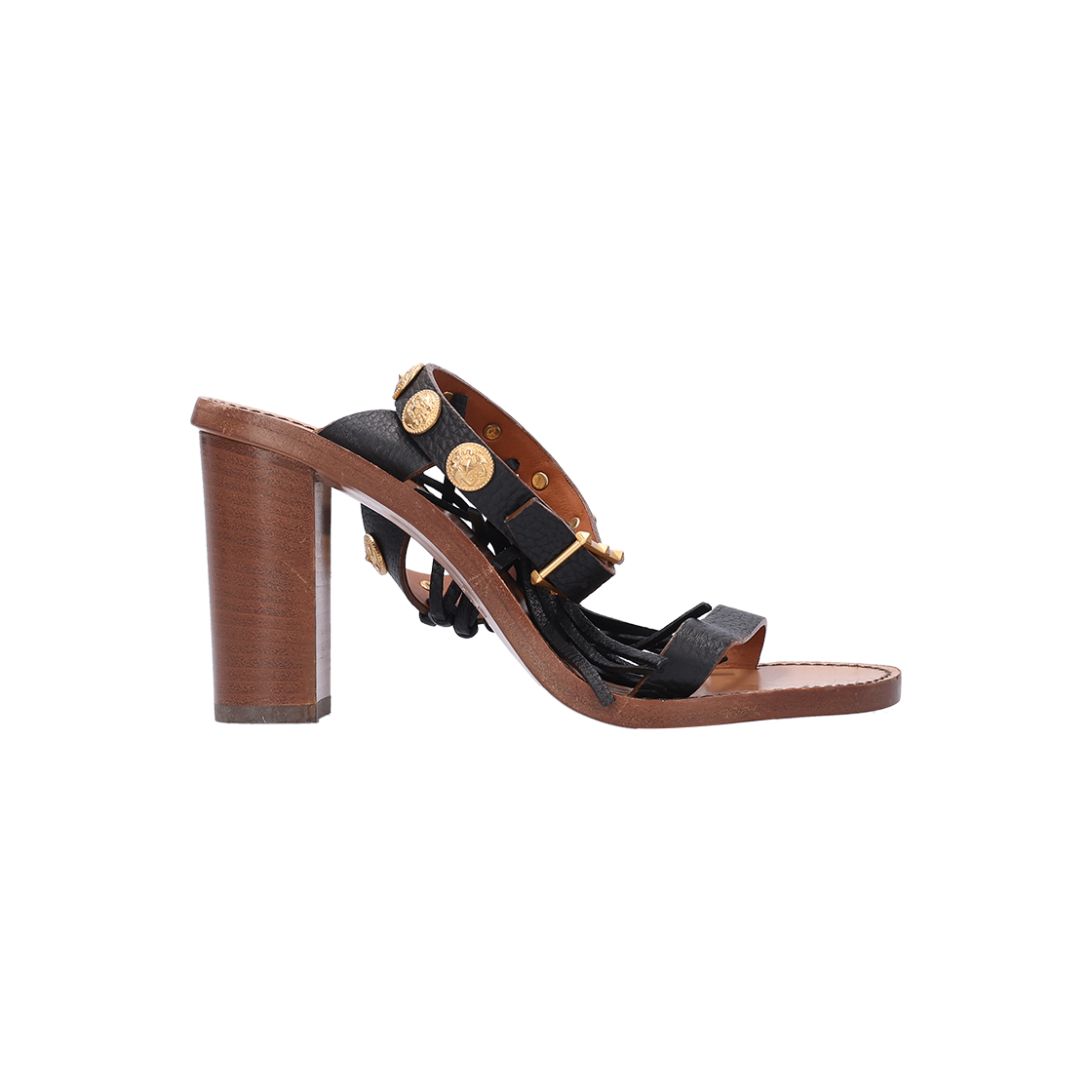 ITCNTN4TWDIW Valentino Garavani Block Heel Fringe Sandals Brown