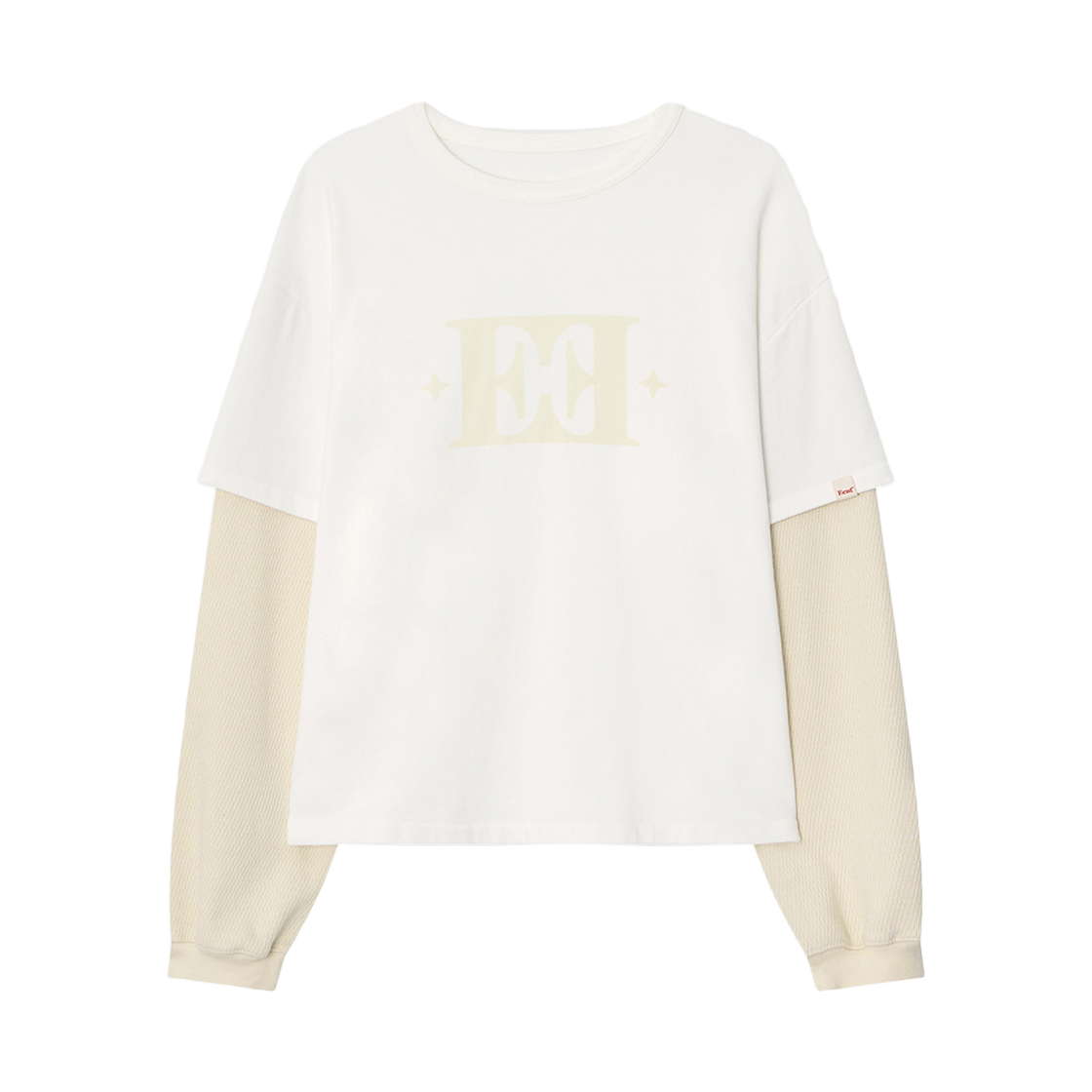 이우트  와플 레이어드 슬리브 티셔츠 화이트(EEUT Waffle Layered Sleeve T-Shirt White) - 1