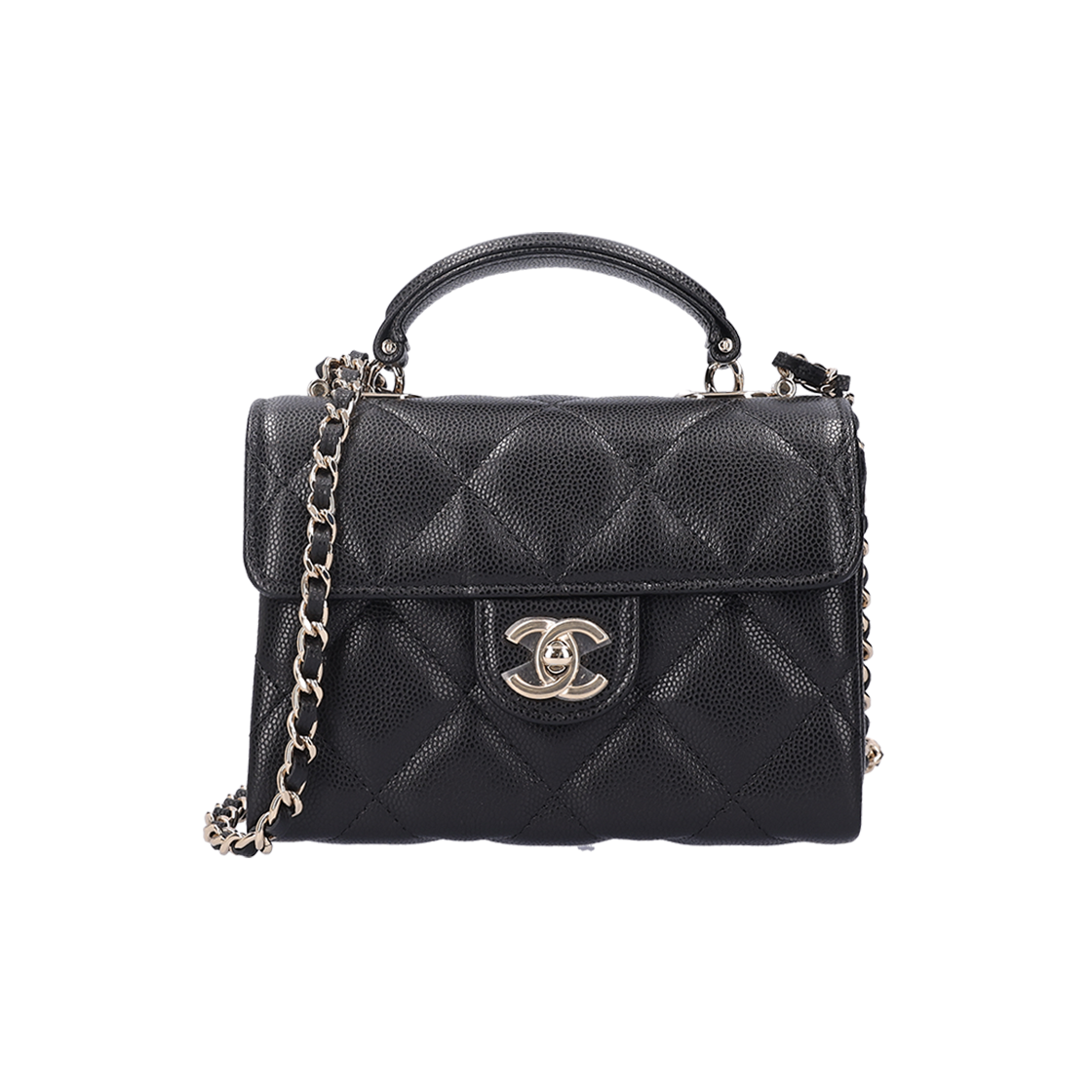 ITCIWADIB9UT Chanel Classic Retro Twist Mini Flap Bag Grained Calfskin & Black