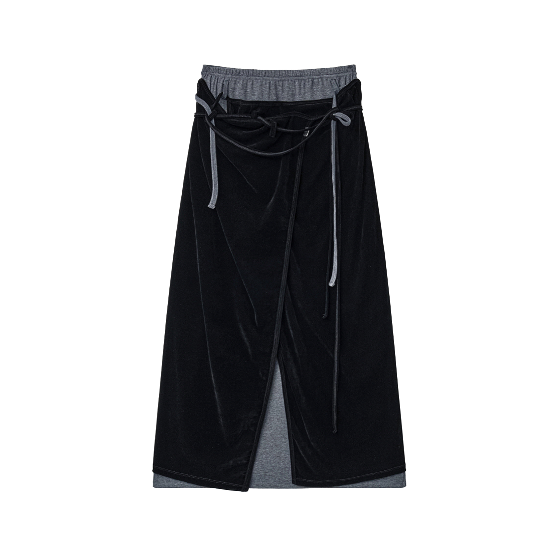 IW2F4SK04BK INSILENCE WOMEN Layered Velour Wrap Skirt BLACK