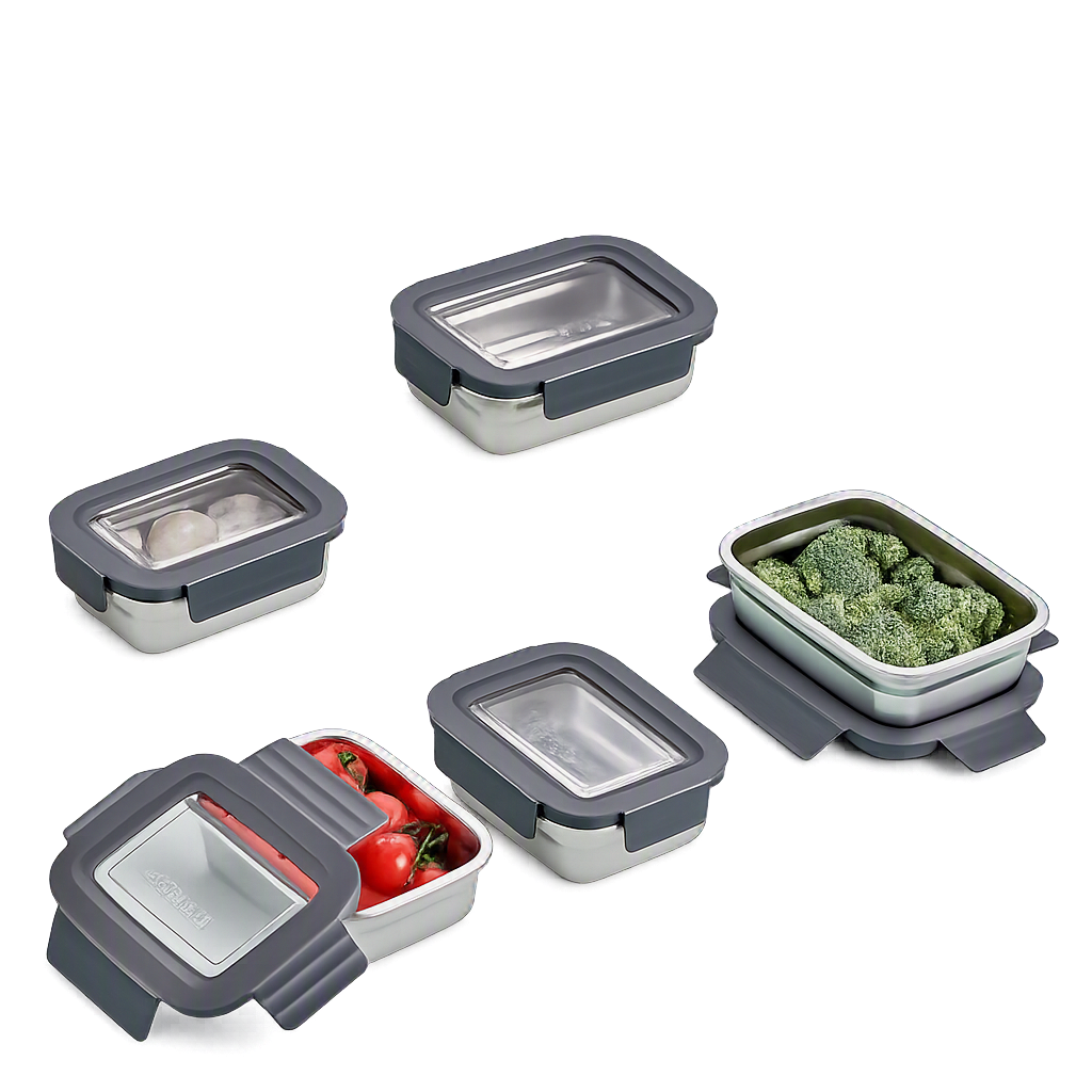COR029 Corelle Coordinates Stainless Steel Airtight Container Rectangular Set (5‑Piece Set)