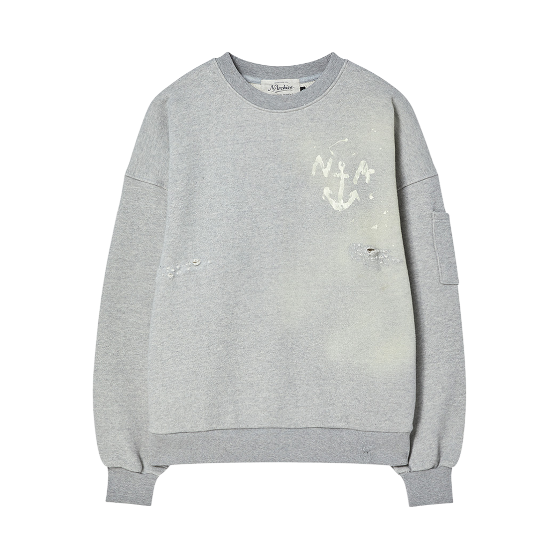 NV26FACR02GR N ARCHIVE Painting Logo Destroyed Heavy Sweatshirts Gray