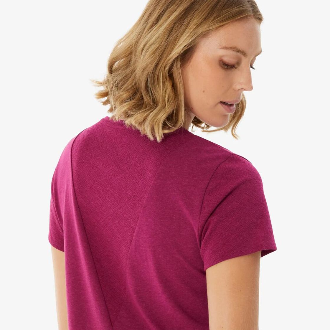 데카트론 여성 하이킹 반팔 티 NH500 체리 퍼플(Decathlon Women's Short-Sleeve Hiking T-Shirt NH500 Cherry Purple) - 5