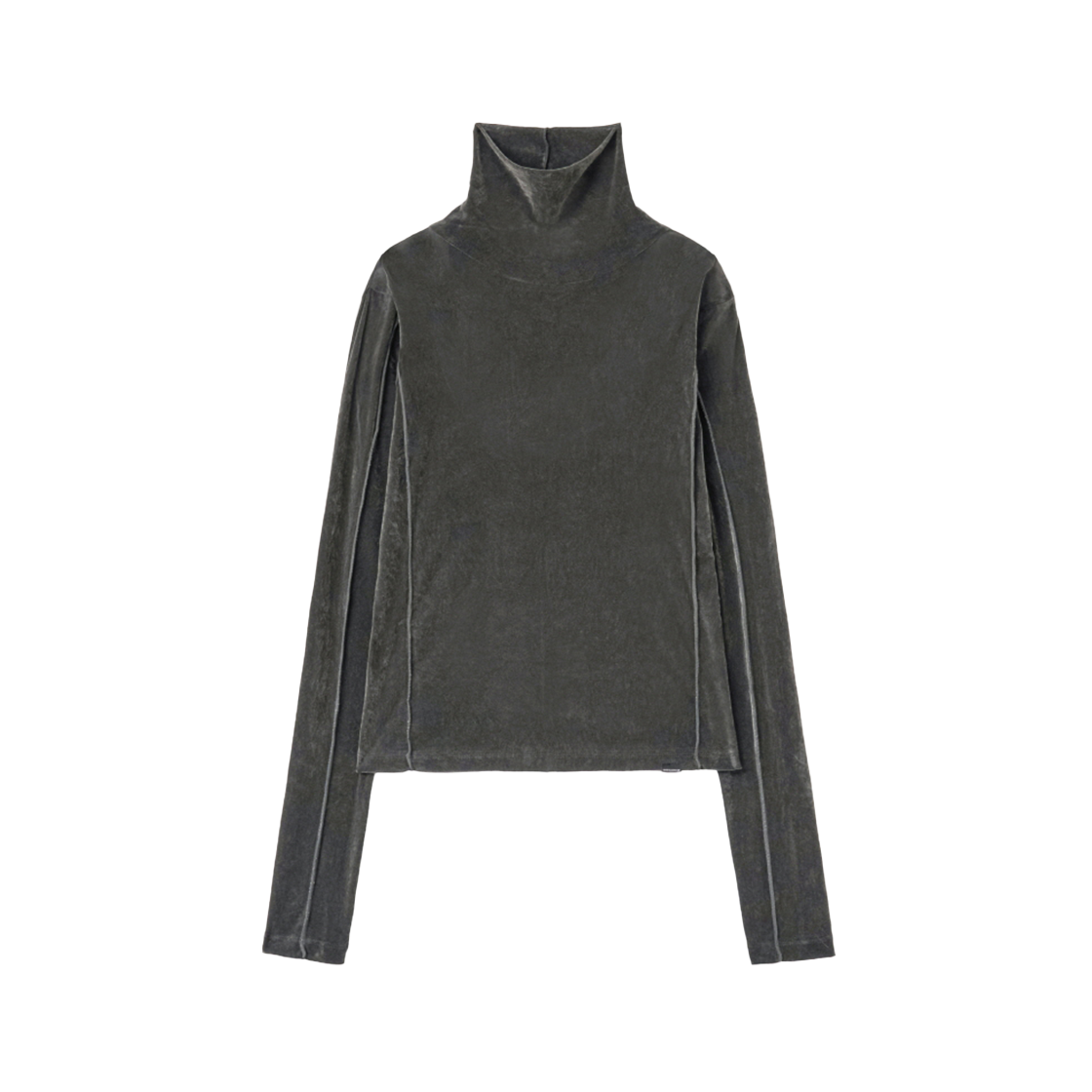 IW2F4TO01CH INSILENCE WOMEN Velvet Mesh Turtleneck T-Shirt CHARCOAL