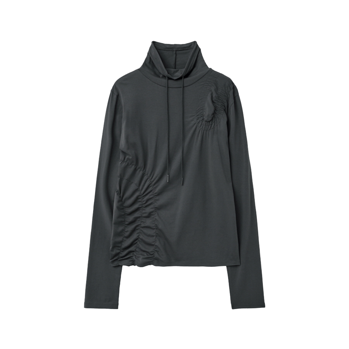 IW2F4TO08CH INSILENCE WOMEN Shirred High-Neck Top CHARCOAL