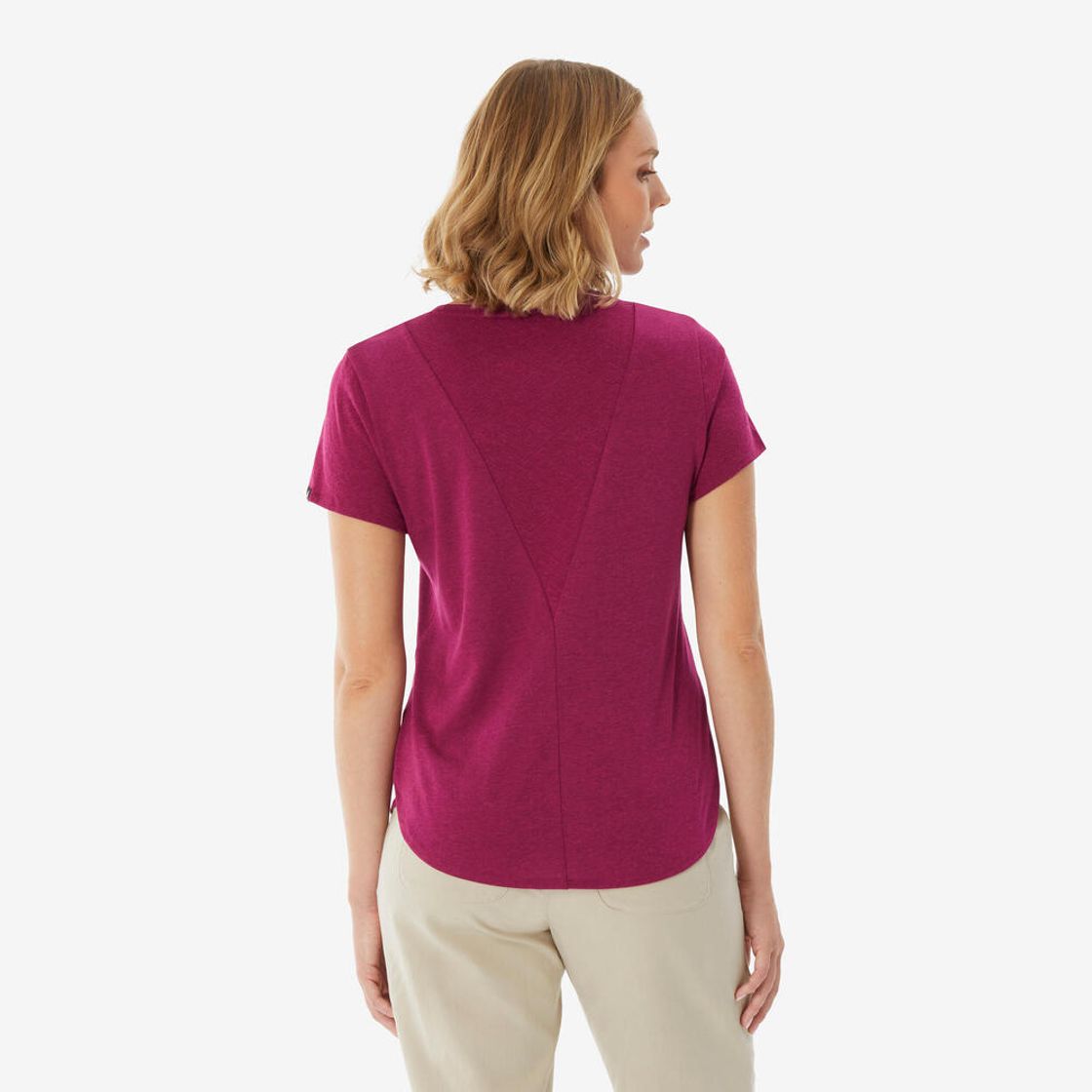 데카트론 여성 하이킹 반팔 티 NH500 체리 퍼플(Decathlon Women's Short-Sleeve Hiking T-Shirt NH500 Cherry Purple) - 4