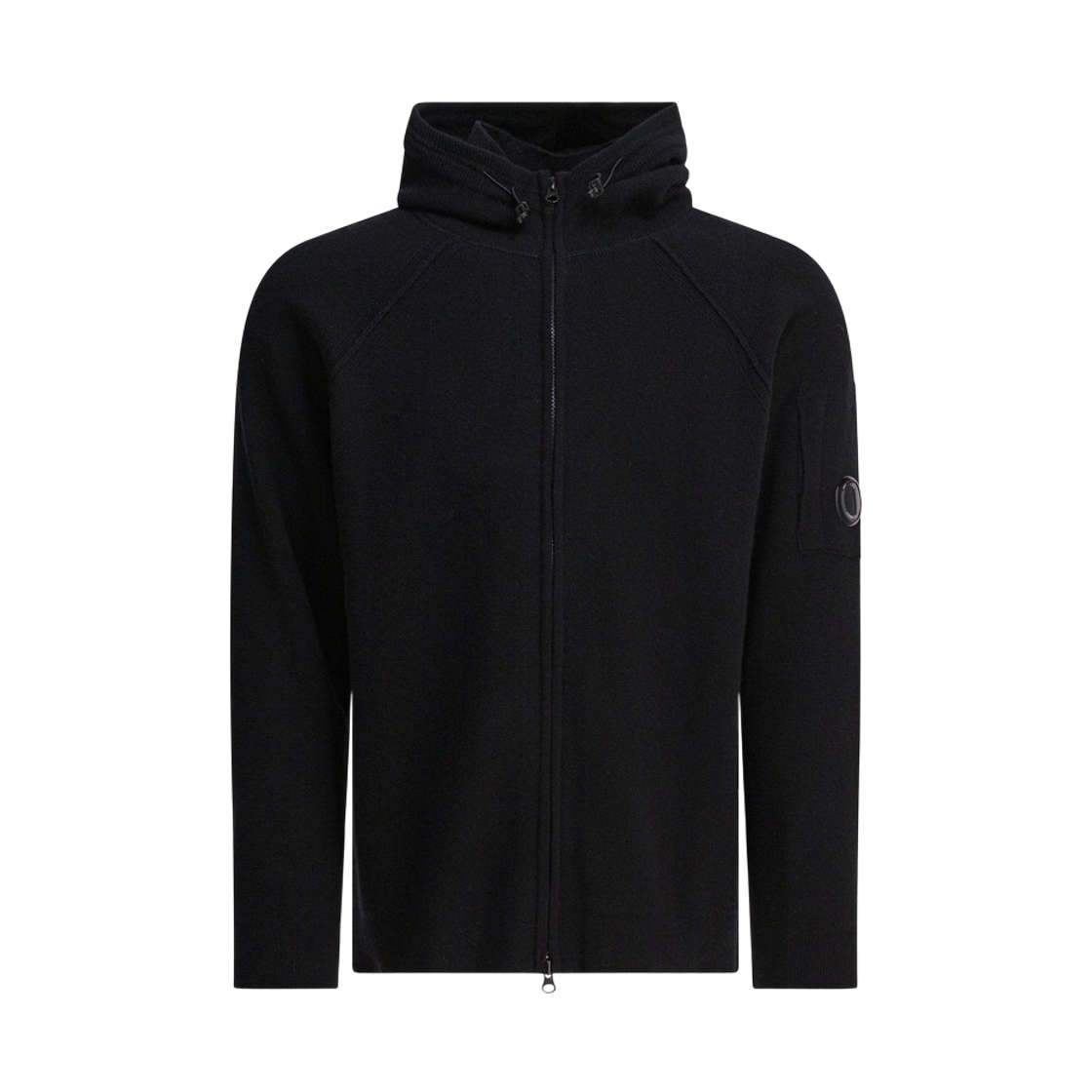 19CMKN057A110149A999 C.P. Company Lambswool Zip Hooded Cardigan Black - 25FW
