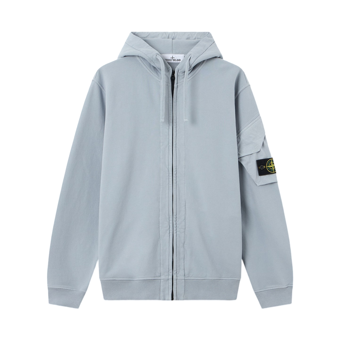 L2S1561000-16S0A20-V0049 Stone Island 6100016 Brushed Organic Cotton Fleece Regular-Fit Zip-Up Hooded Sweatshirt with Pockets Ash Grey - 26FW