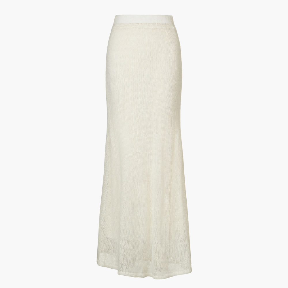쿠메 모헤어 시스루 니트 스커트 아이보리(KUME Mohair Sheer Mermaid Maxi Skirt Ivory) - 2