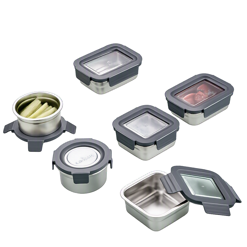 코렐 코디네이츠 스텐 밀폐용기 혼합 6종(Corelle Coordinates Stainless Steel Airtight Container Mixed Set (6‑Piece Set))