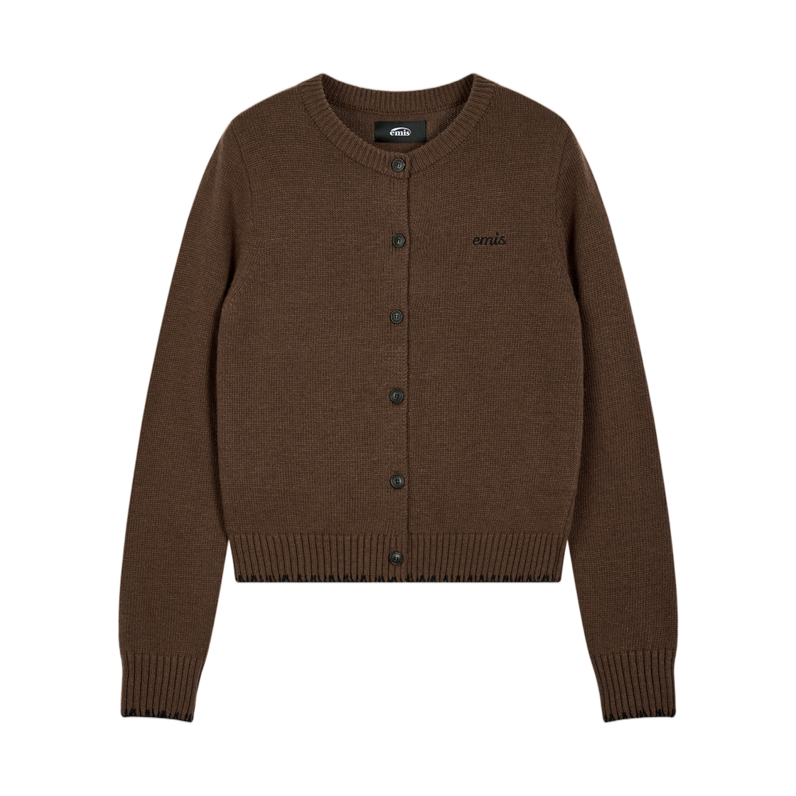 (W) 이미스 블랭킷 스티치 가디건 브라운((W) Emis Blanket Stitch Cardigan Brown)
