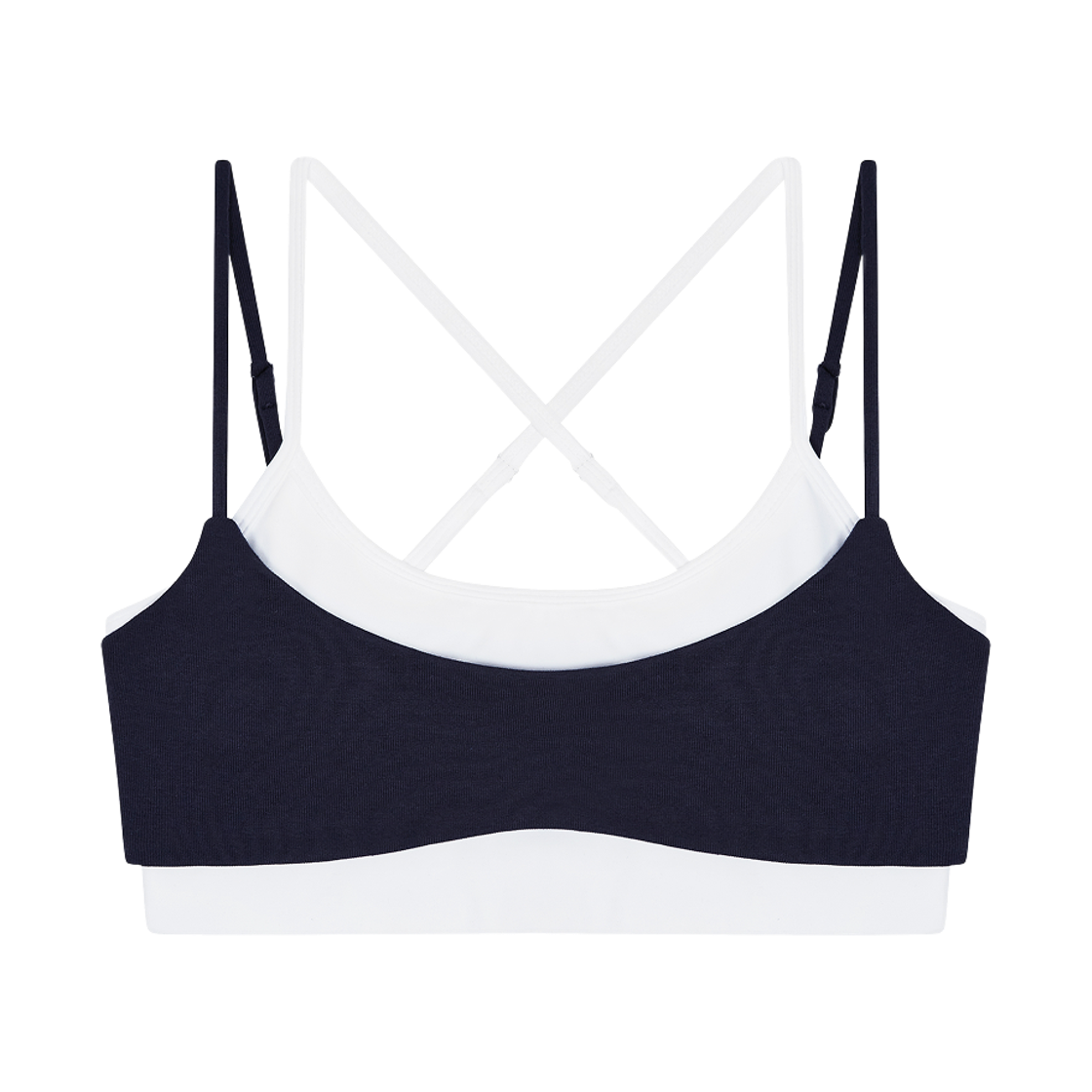 베리시 이즈핏 더블레이어드 크롭 브라탑 라이트 네이비(Verish EASE FIT Double-Layered Cropped Bra Top Light Navy)