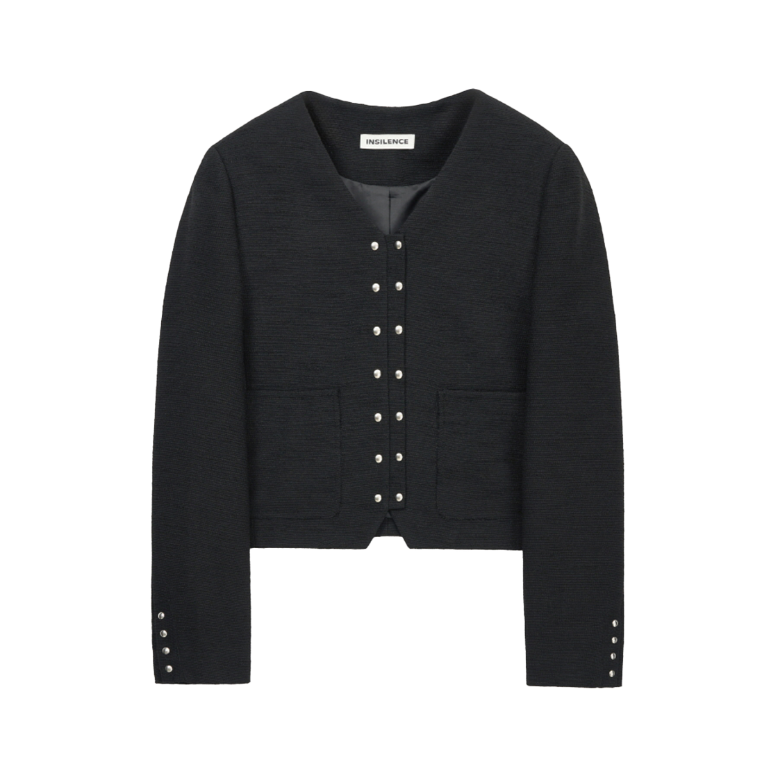 IW2F2JK15BK INSILENCE WOMEN Snap Detail Tweed Jacket BLACK