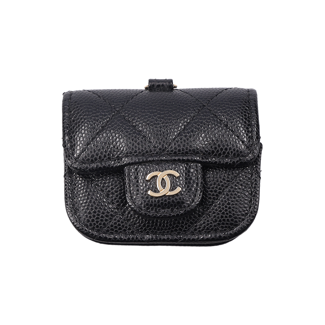 ITCMEF5MCFRP Chanel AirPods Case in Black Caviar Leather