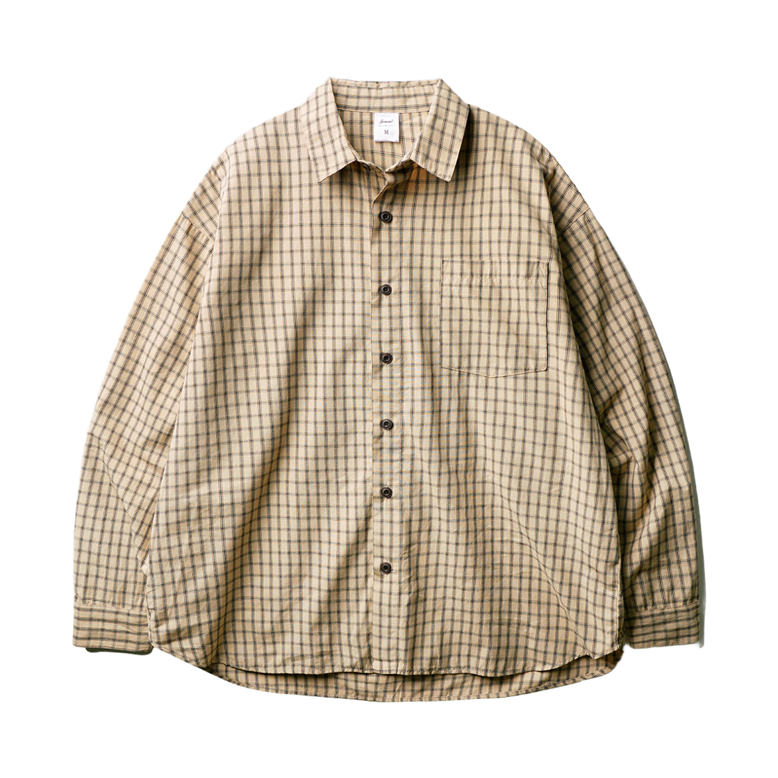 KJLS2599_beige_29 Prezel Overfit Check Shirts Beige KJLS2599