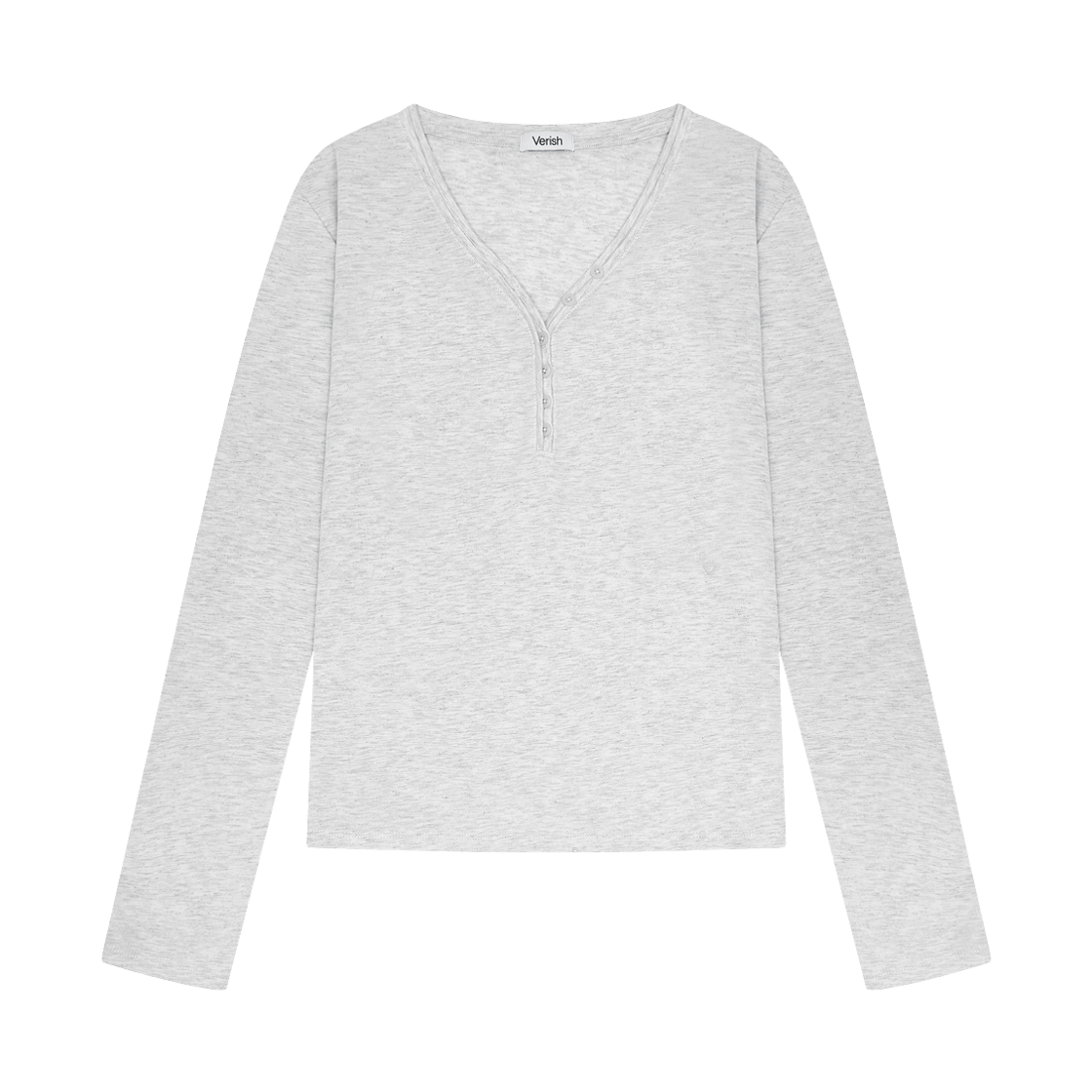 베리시 이즈핏 딥브이 헨리 티셔츠 라이트 헤더 그레이(Verish EASE FIT Deep V Henley T-Shirt Light Heather Gray) - 1