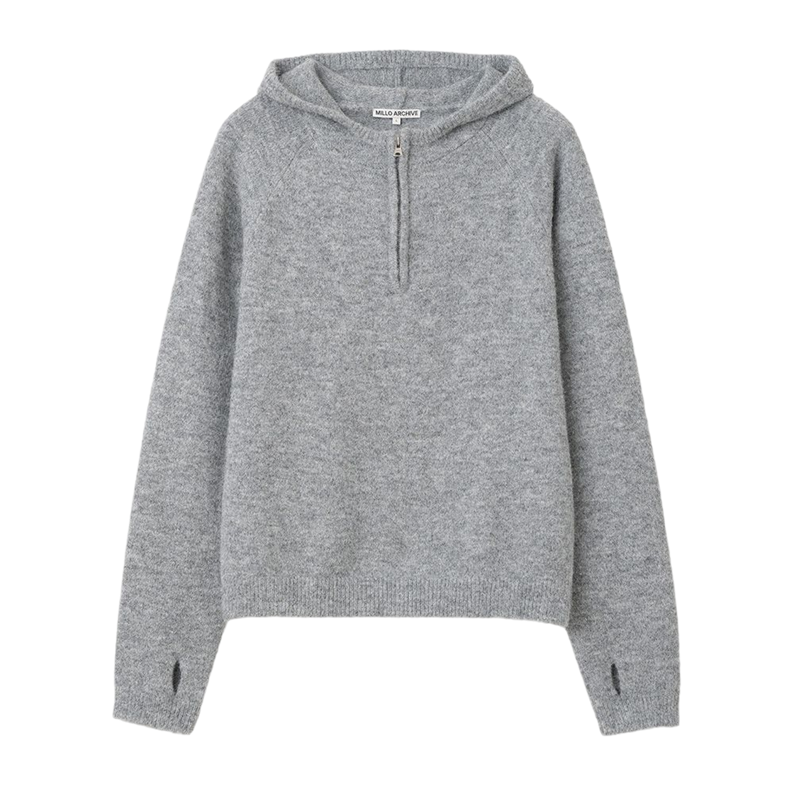 ML956MGR milloarchive Phase Half Zip Knit Hoodie Melange Gray