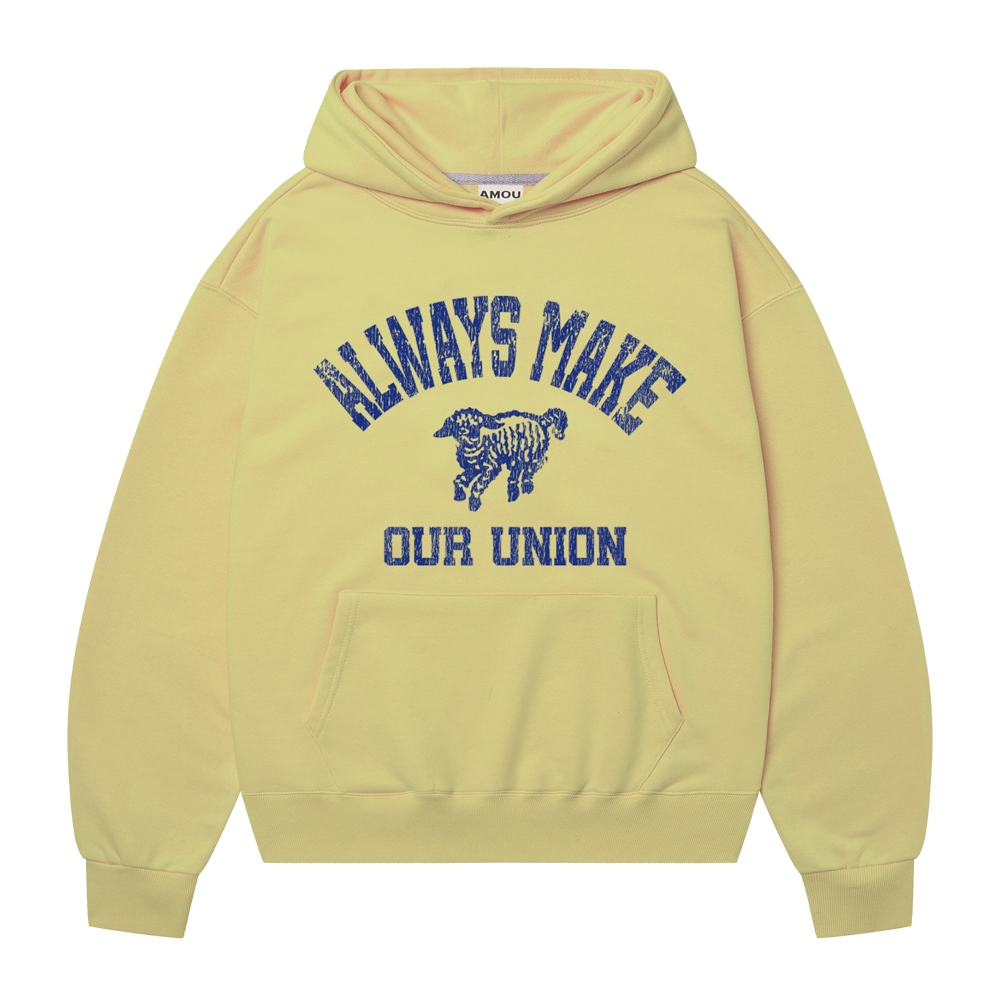 AM26FWHD11YL AMOU [Fleece] Vintage Ram Hoodie Yellow
