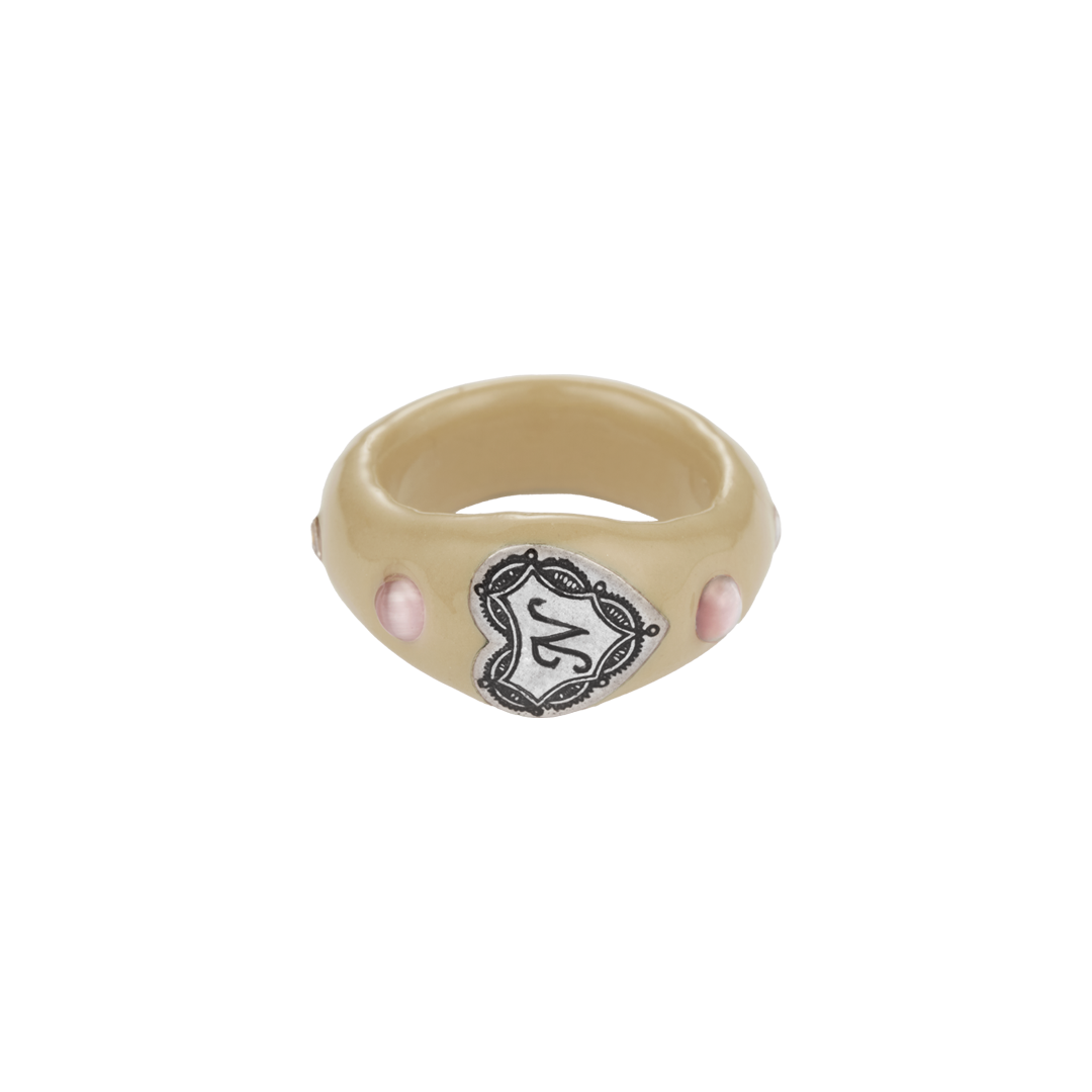 26FWJRGDANBEFF Nff Dante Heart Ring Beige