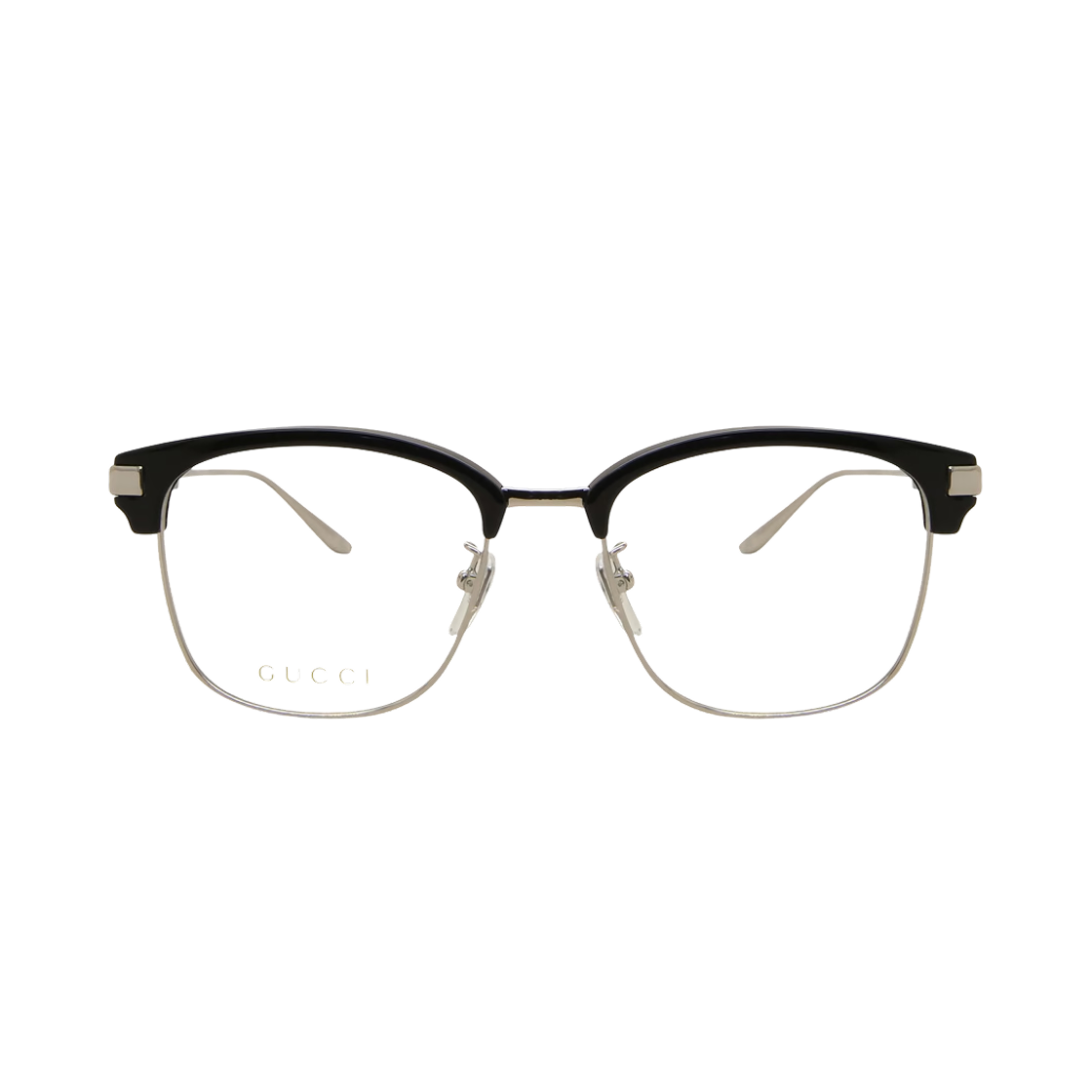 GG1439OK-001 Gucci Square Frame Acetate Metal Eyeglasses Black Silver