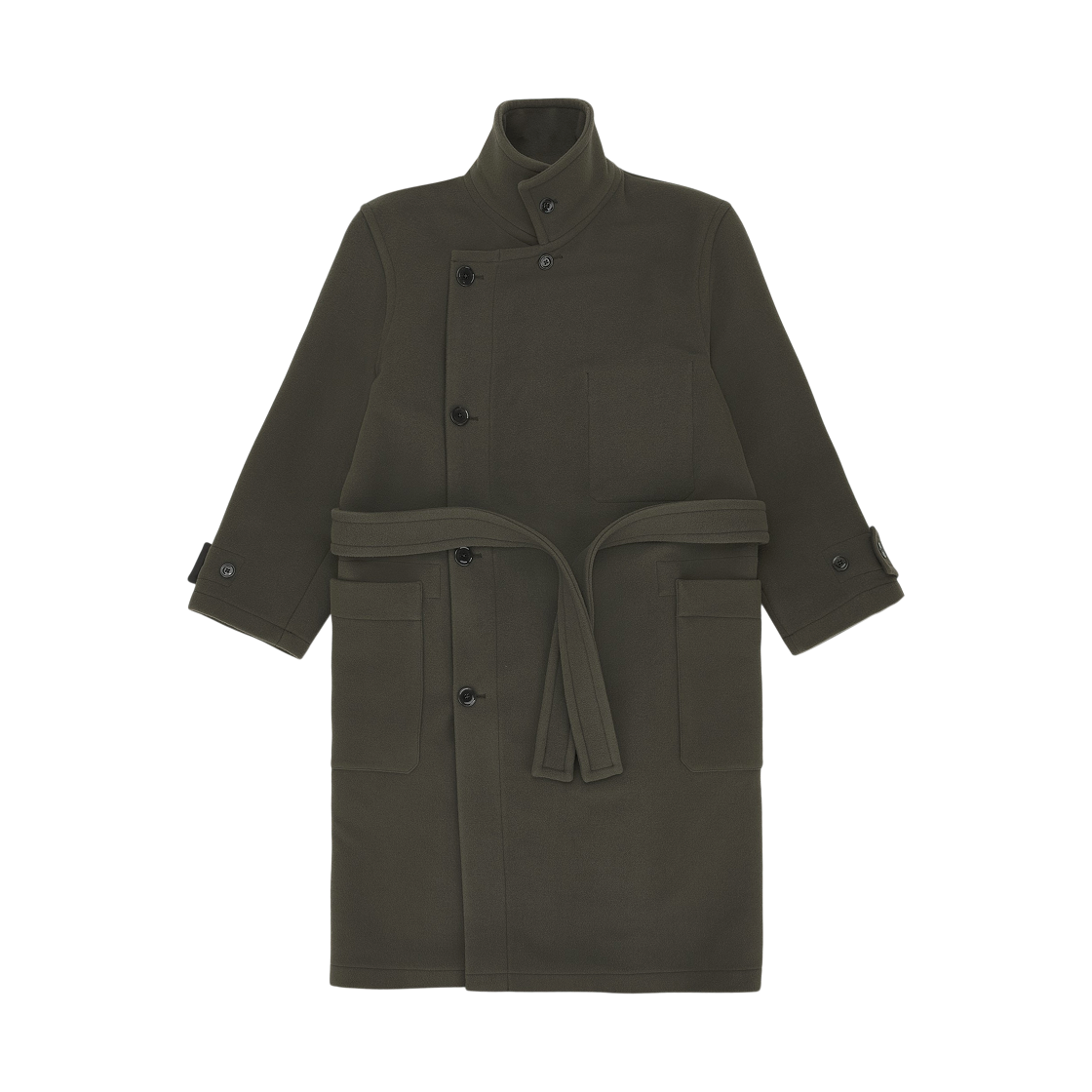 CO1037-LF1116-610 Lemaire Double Wool Wrap Coat Thyme