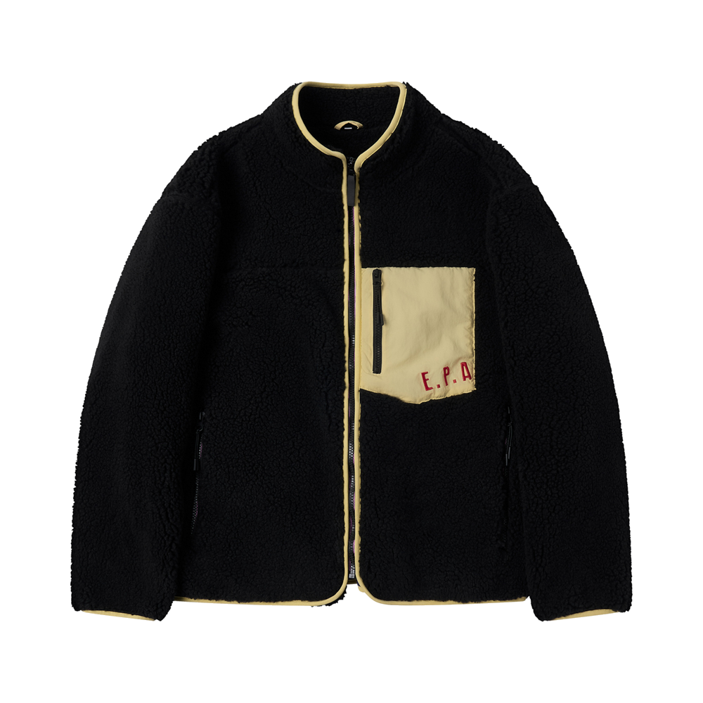 AM26FWJP10BK AMOU Sherpa Fleece Zip-Up Black