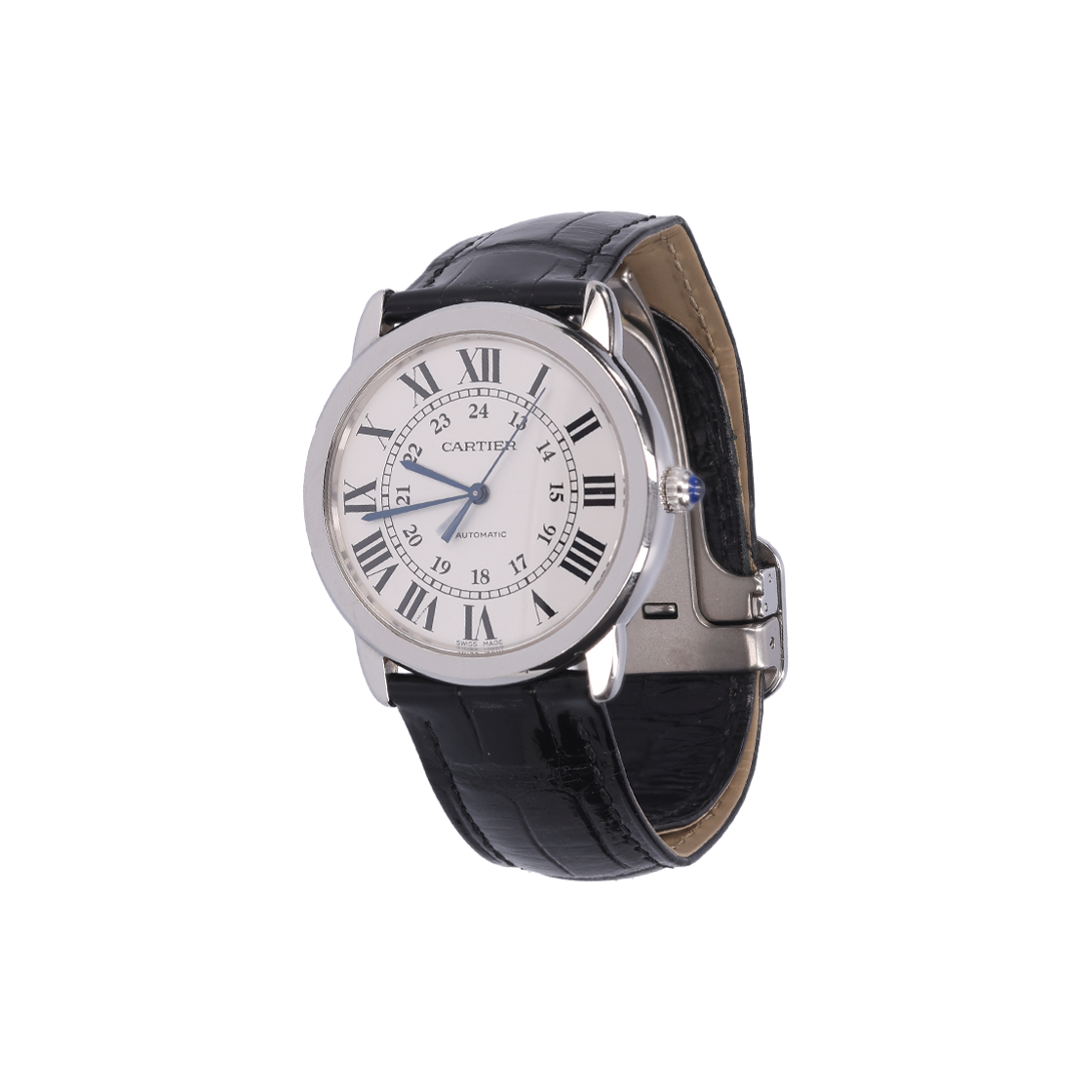 까르띠에 롱드 솔드 워치 스테인리스 스틸 실버 오팔린 42mm 오토매틱(Cartier Long de Sold Watch Stainless Steel Silver Opaline Automatic)