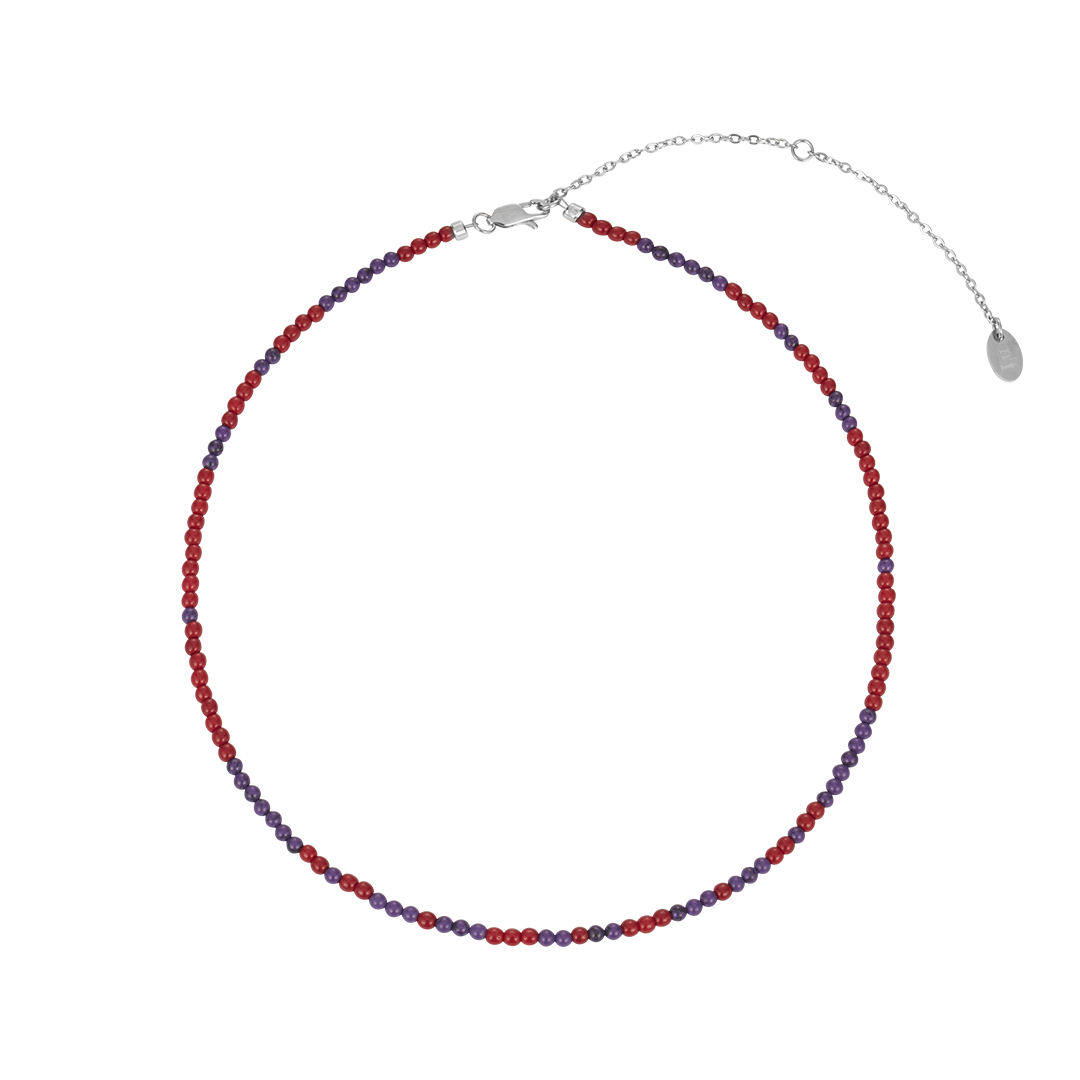 엔프프 타르트 비즈 네크리스 레드 퍼플(Nff Tart Beads Necklace Red Purple)