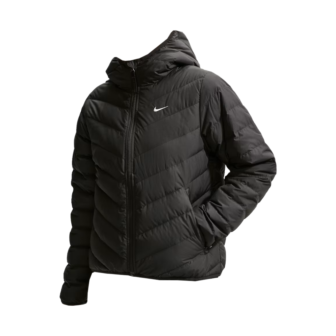 IF5884-010 (W) Nike NSW Wind Puffer Therma-Fit Hooded Down Jacket Black Sail (IF5884-010)