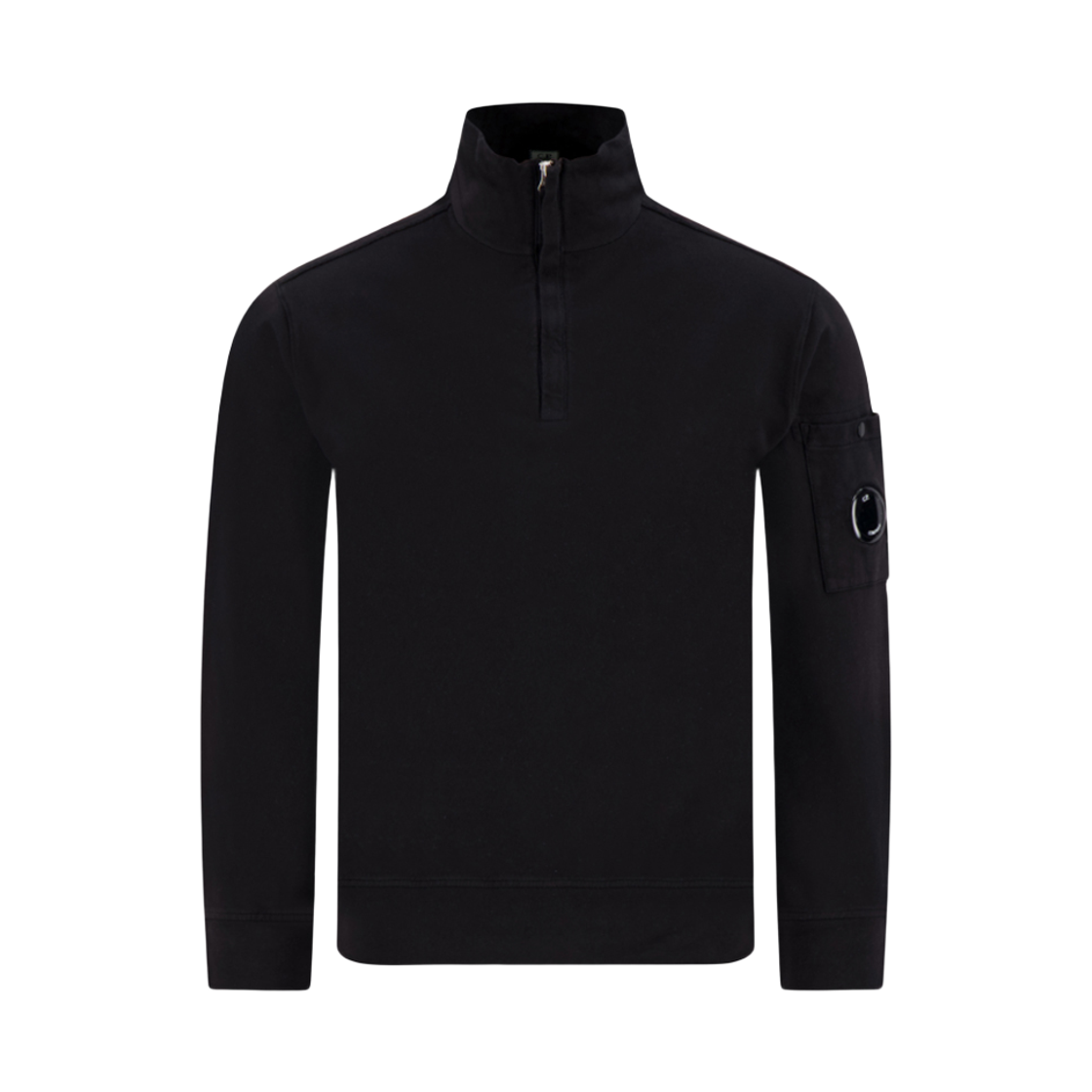 20CMSS022A 002246G 999 [20% 쿠폰] C.P. Company Lens Wappen Light Fleece Half Zip Sweatshirt Black - 26SS