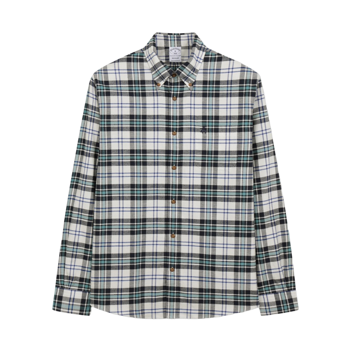 BBTHMFG401-ZIV BrooksBrothers Flannel Check Shirt Ivory