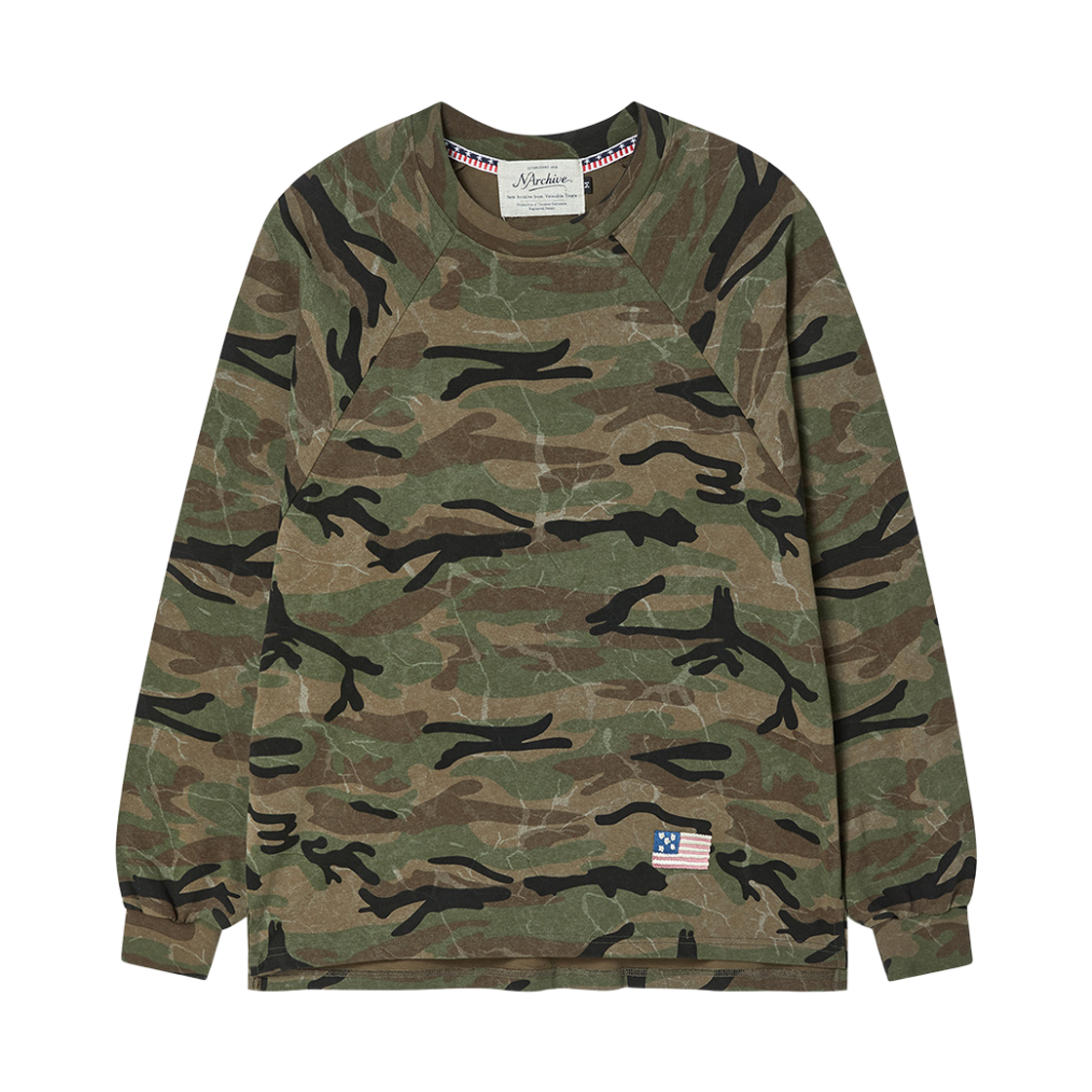 NV26FARL04CF N ARCHIVE Heavy Washed Military Long Sleeve Tee Camo