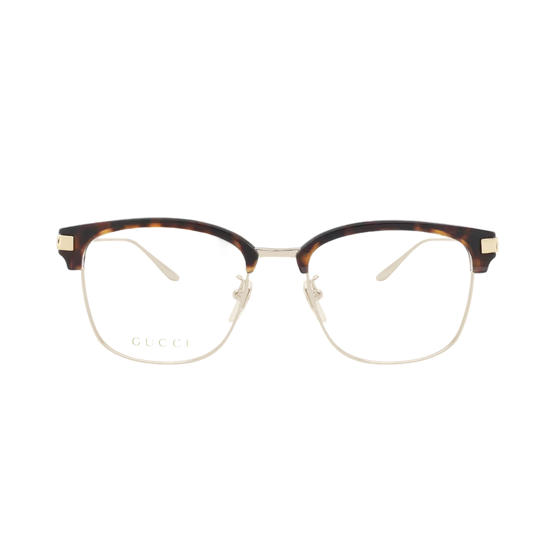 GG1439OK-002 Gucci Square Frame Acetate Metal Eyeglasses Havana Gold