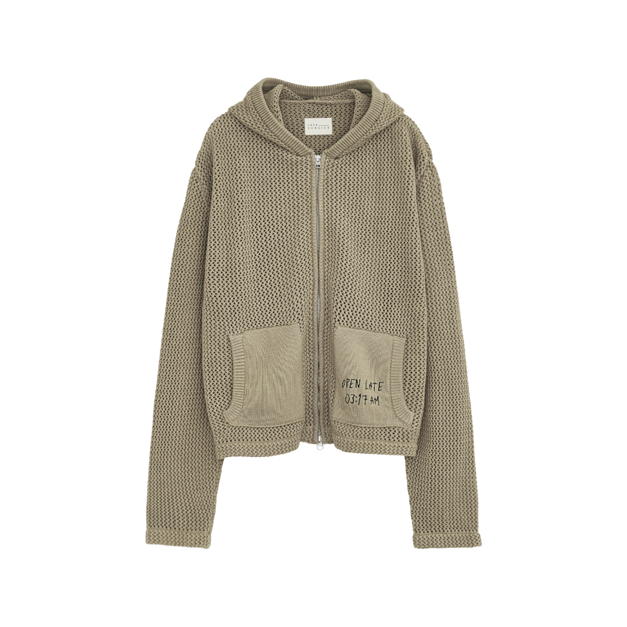 26FWKN01KB LATE SERVICE Open Late Zip Up Knit